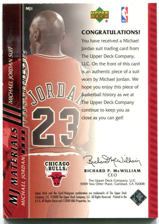 Michael Jordan Upper Deck MJ Materials Suit Card 2000