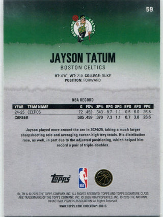 Jayson Tatum 2025 - 2026 Topps Signature Class Gold Pandora Card #59