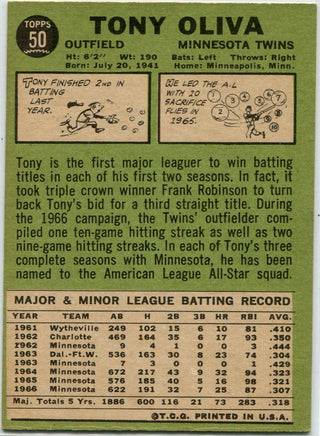 Tony Oliva 1967 Topps Card #50