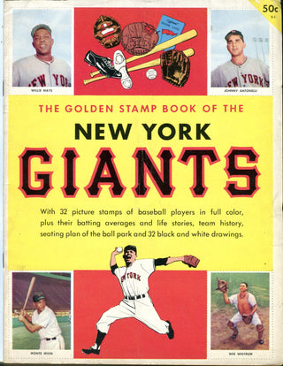 Willie Mays Unsigned New York Giants Golden Stamp Book Baseball Cover Magazine