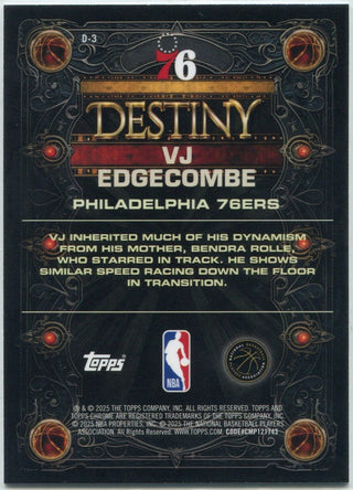 VJ Edgecombe 2025 - 2026 Topps Chrome Destiny RC #D-3