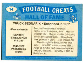 Chuck Bednarik 1988 Sewell #14 Autographed  Card