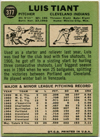 Luis Tiant 1967 Topps Card #377