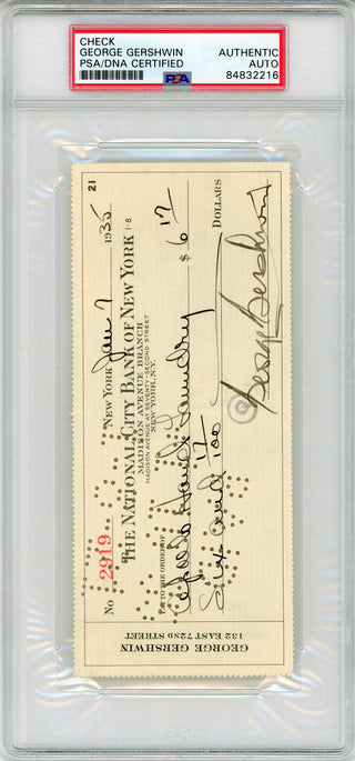 George Gershwin Autographed Check (PSA)