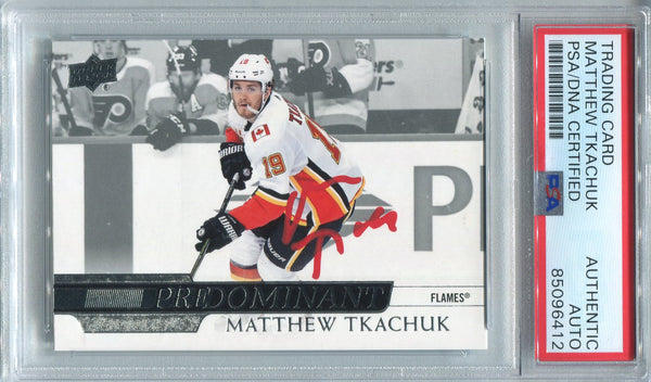 Matthew Tkachuk Autographed 2020-21 Upper Deck Series 1 PreDominant Card (PSA)