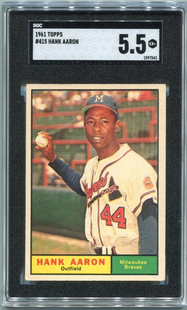 Hank Aaron 1961 Topps Card #415 SGC Graded 5.5