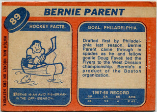 Bernie Parent 1968 - 1969 Topps RC #89