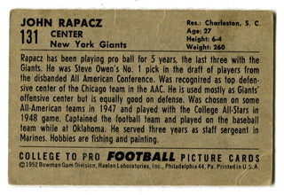 John Rapacz 1952 Bowman #131 Card