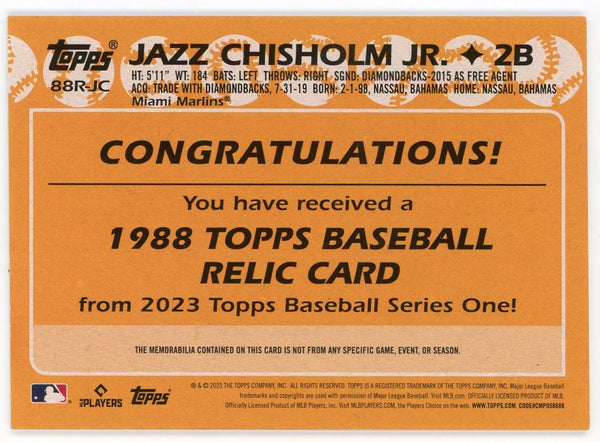 2023 Spring Auction: Jazz Chisholm Jr. Game-Used 2022 Opening Day
