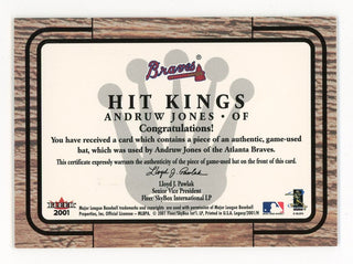 Andruw Jones 2001 Fleer Hit Kings Game-Used Bat Card