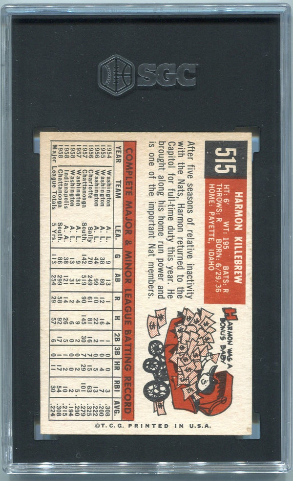 Harmon Killebrew 1959 Topps Card #515 SGC Graded 6.5