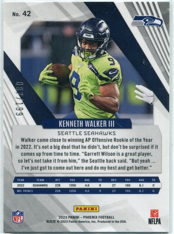 Kenneth Walker III 2023 Panini Phoenix Red Parallel Card #42 87/199