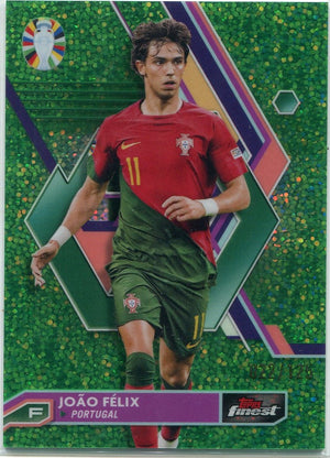 Joao Felix 2023 Topps Finest UEFA Road To the Euros Green Speckle Refractor Card #67 22/125