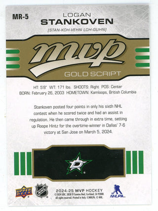 Logan Stankoven 2024-25 Upper Deck MVP Gold Script #MR-5