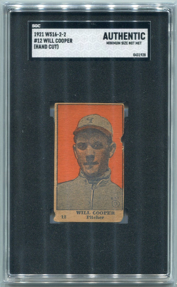 Will Cooper 1921 W516-2-2 Card #12 Hand Cut SGC Graded Authentic