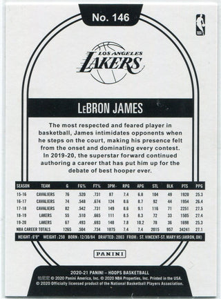 Lebron James 2020 - 2021 Panini Hoops Teal Parallel Card #146 50/70
