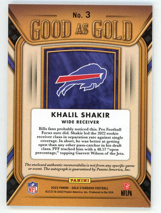 Khalil Shakir 2023 Panini Gold Standard Autographed Patch Relic #3