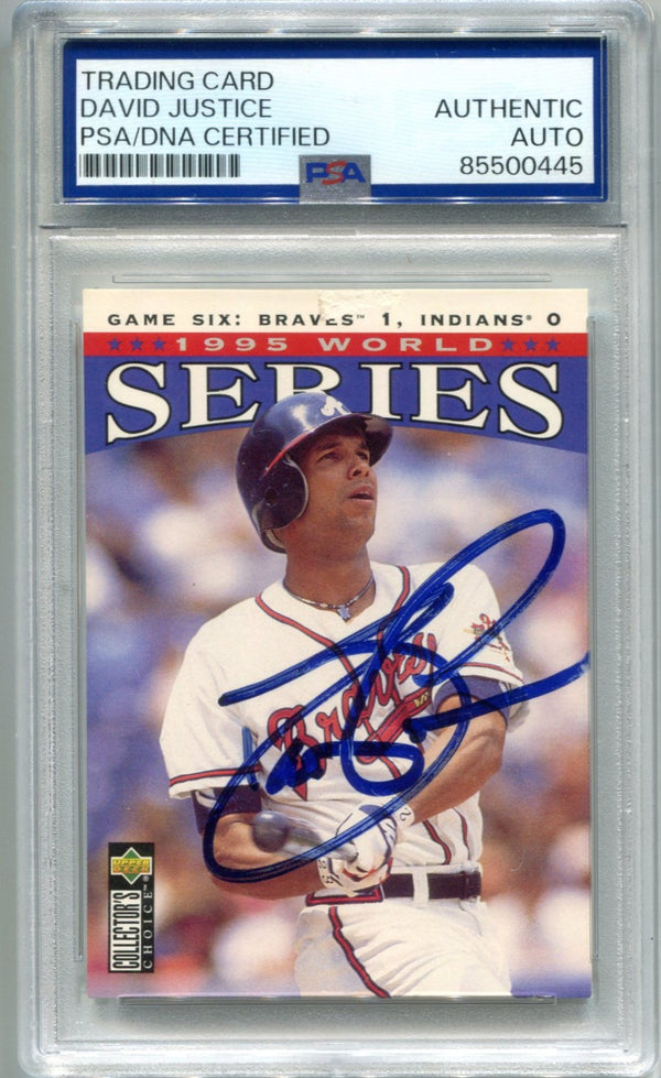 David Justice 1995 Upper Deck #394 World Series Card PSA AUTH