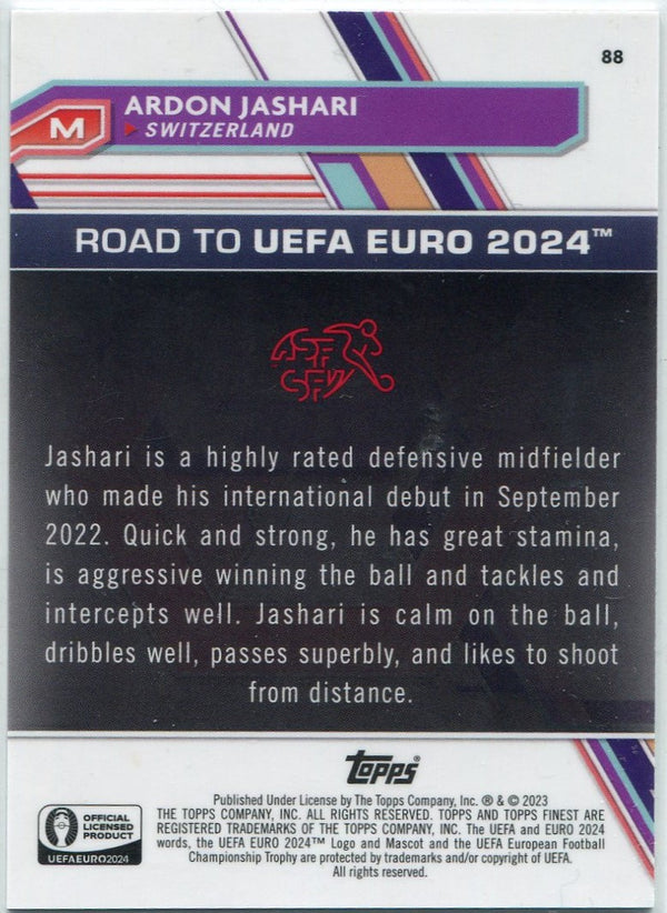 Ardon Jashari 2023 Topps Finest UEFA Road To the Euros Rose Gold Refractor Card #88 19/50