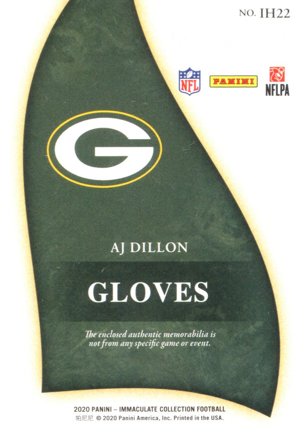 AJ Dillon 2020 Panini Immaculate Rookie Patch Card #7/15