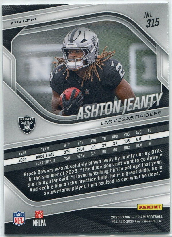 Ashton Jeanty 2025 Panini Prizm Neon Green Pulsar Prizm RC #315