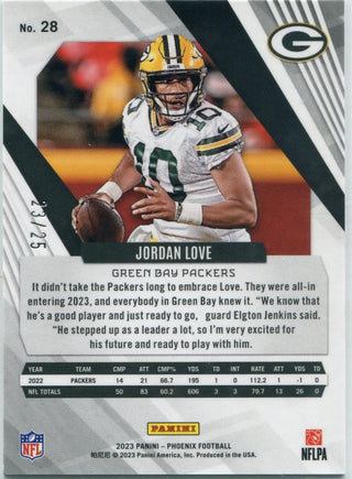 Jordan Love 2023 Panini Phoenix Green Seismic Parallel Card #28 23/25