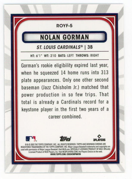 Nolan Gorman St. Louis Cardinals 2023 Bowman # 6 Rookie Card
