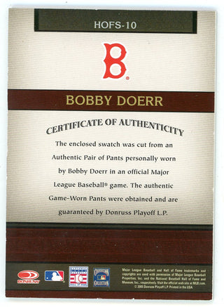 Bobby Doerr 2005 Donruss Greats Patch Relic #HOFS-10