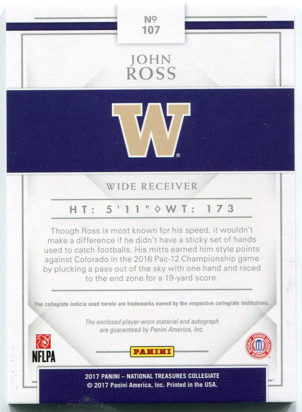 John Ross 2017 Panini National Treasures Collegiate 2 Color Patch/AUTO RC 23/25