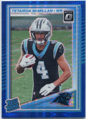 Tetairoa McMillan 2025 Panini Donruss Optic Rated Rookie Blue Hyper Prizm RC #209
