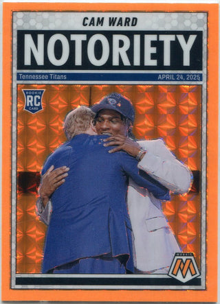 Cam Ward 2025 Panini Mosaic Notoriety Orange Fluorescent Prizm RC #17