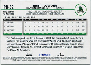 Rhett Lowder 2024 Topps Pro Debut RC #PD-92