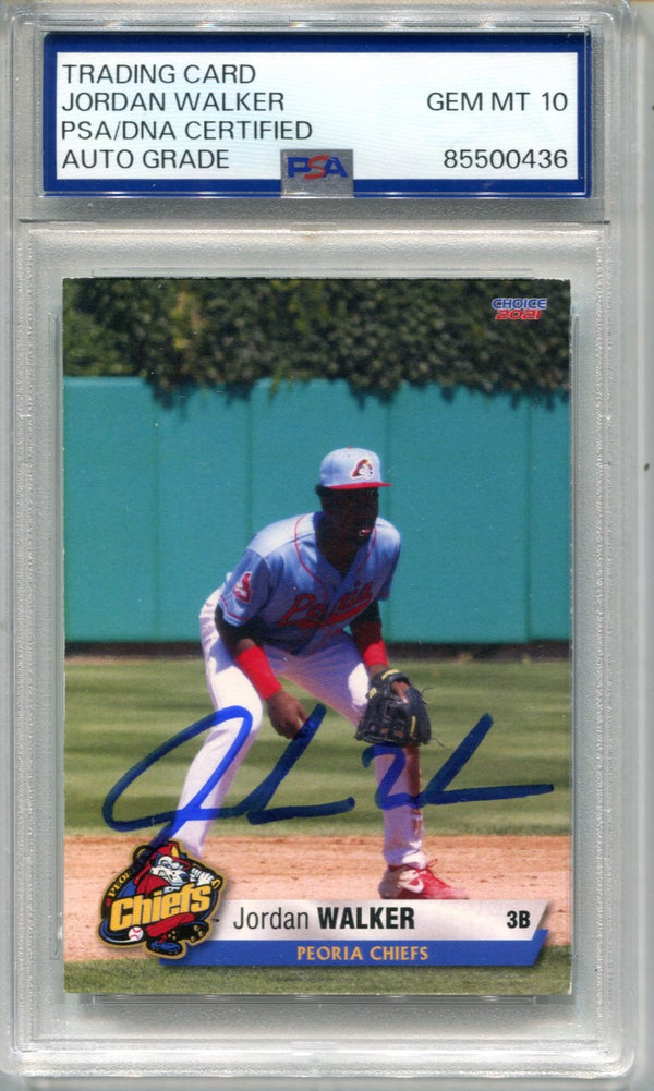 Jordan Walker 2021 Choice Sportscards PSA AUTO GEM MT 10 Card