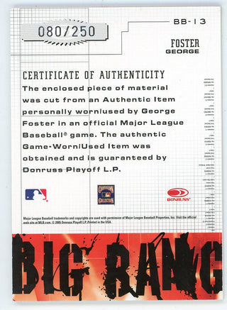 George Foster 2005 Donruss Leather & Lumber Game Used Bat Card #BB-13