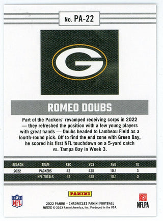 Romeo Doubs 2022 Panini Chronicles Rookie Card #PA-22