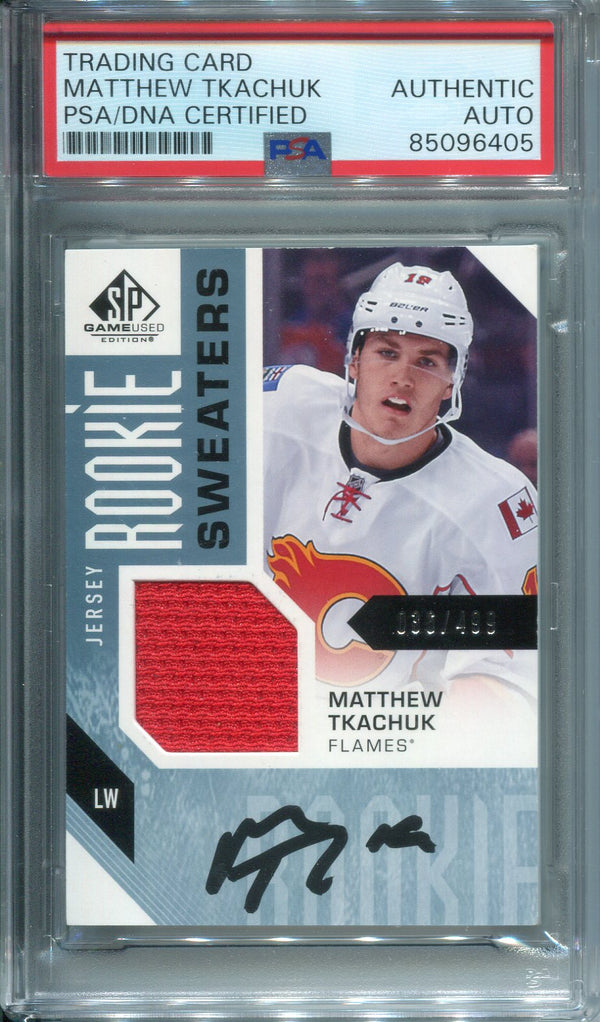 Matthew Tkachuk Autographed 2016-17 Upper Deck SP Game Used Patch Rookie Card