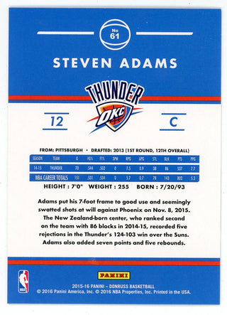 Steven Adams 2015-16 Panini Donruss Card #61