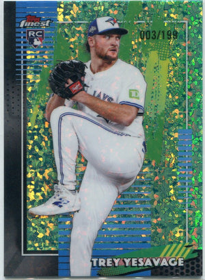Trey Yesavage 2026 Topps Finest Common Mini-Diamond Aqua Refractor RC #96 3/199