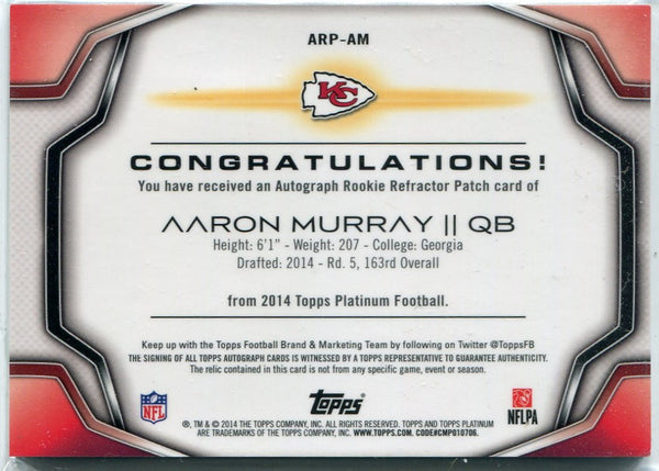 Aaron Murray Autographed 2014 Topps Topps Platinum Logo Patch Refractor RC