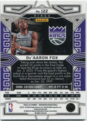 De'Aaron Fox 2022 - 2023 Panini Obsidian Orange Electric Etch Parallel Card #122 31/50