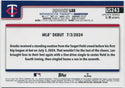 Brooks Lee 2025 Topps Update Yellow Boarder Parallel RC #US243