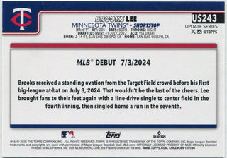 Brooks Lee 2025 Topps Update Yellow Boarder Parallel RC #US243