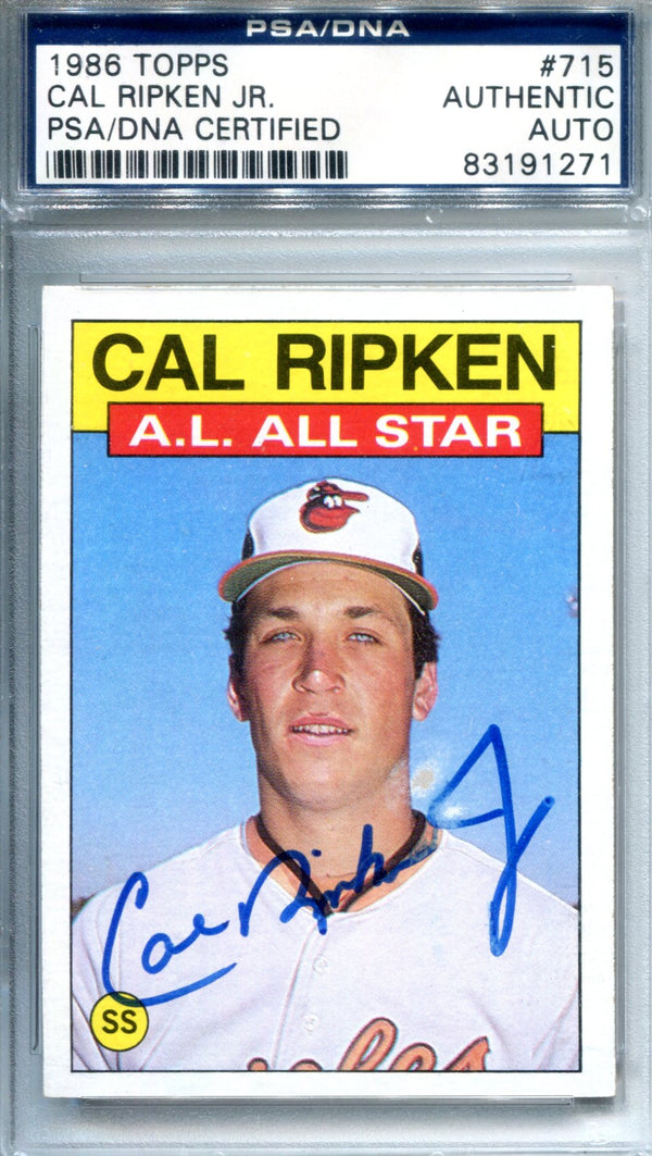 Cal Ripken J R Auto Card Cal Ripken Jr. 1986 Topps #715 PSA Authentic Auto Card | Hollywood ...