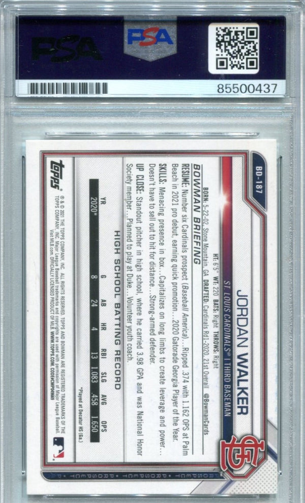 Jordan Walker 2022 Bowman #BD-187 Auto Authentic Card