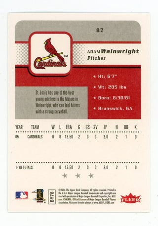 Adam Wainwright 2006 Upper Deck Rookie #87 Card