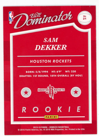 Sam Dekker 2015-16 Panini Donruss Elite Dominator Rookie Card #21