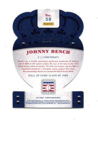 Johnny Bench 2015 Panini Cooperstown Crown Royale Purple #58 37/50 Card