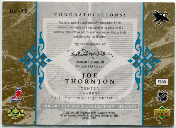 Joe Thornton Autographed 2006 - 2007 Upper Deck Ultimate Collection