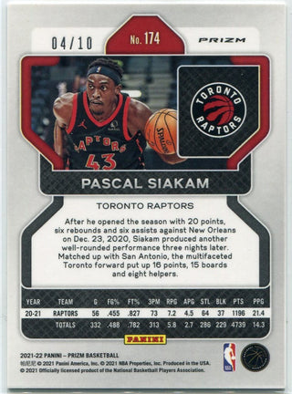 Pascal Siakam 2021 - 2022 Panini Prizm Gold Wave Prizm Card #174 4/10