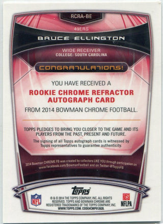 Bruce Ellington 2014 Bowman Chrome Autographed Refractor RC #RCRA-BE